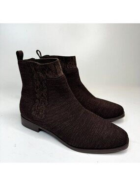 Vivaia Ryan Pro Square Toe Chelsea Boots Brown Knit Pull On EU 38 Women US 7/7.5